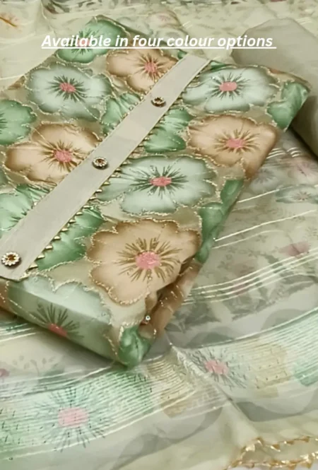 Beautiful Floral Print Organza Unstitched Suit Material
