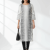 Elegant Grey and White Printed Cotton Kurti for Women | Office & Casual Wear