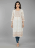 Elegant White Printed Cotton Kurti for Women – Ethnic Wear with 3/4 Sleeves