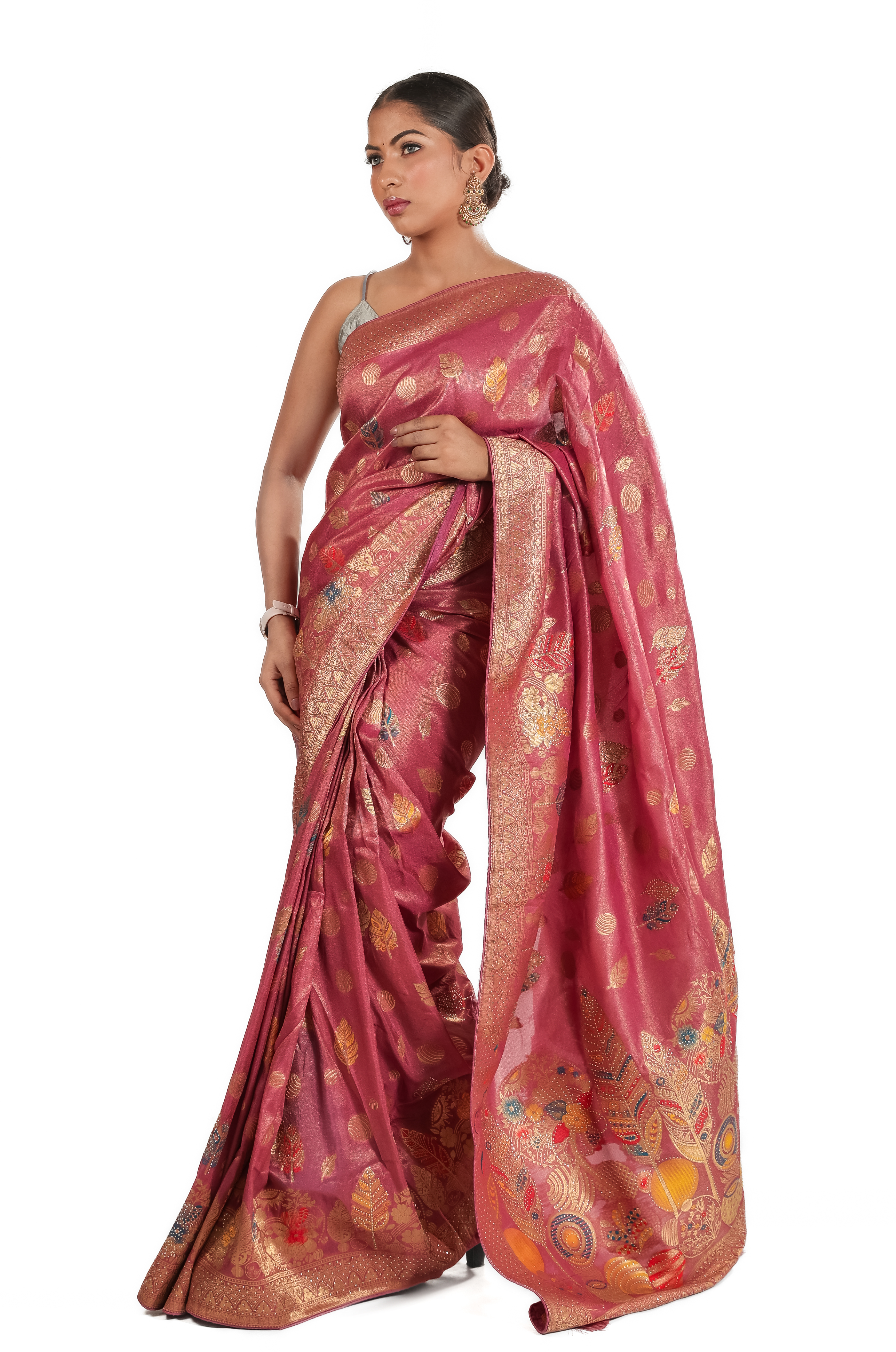 Premium Wine Zari Weaving Banarasi Saree with Blouse