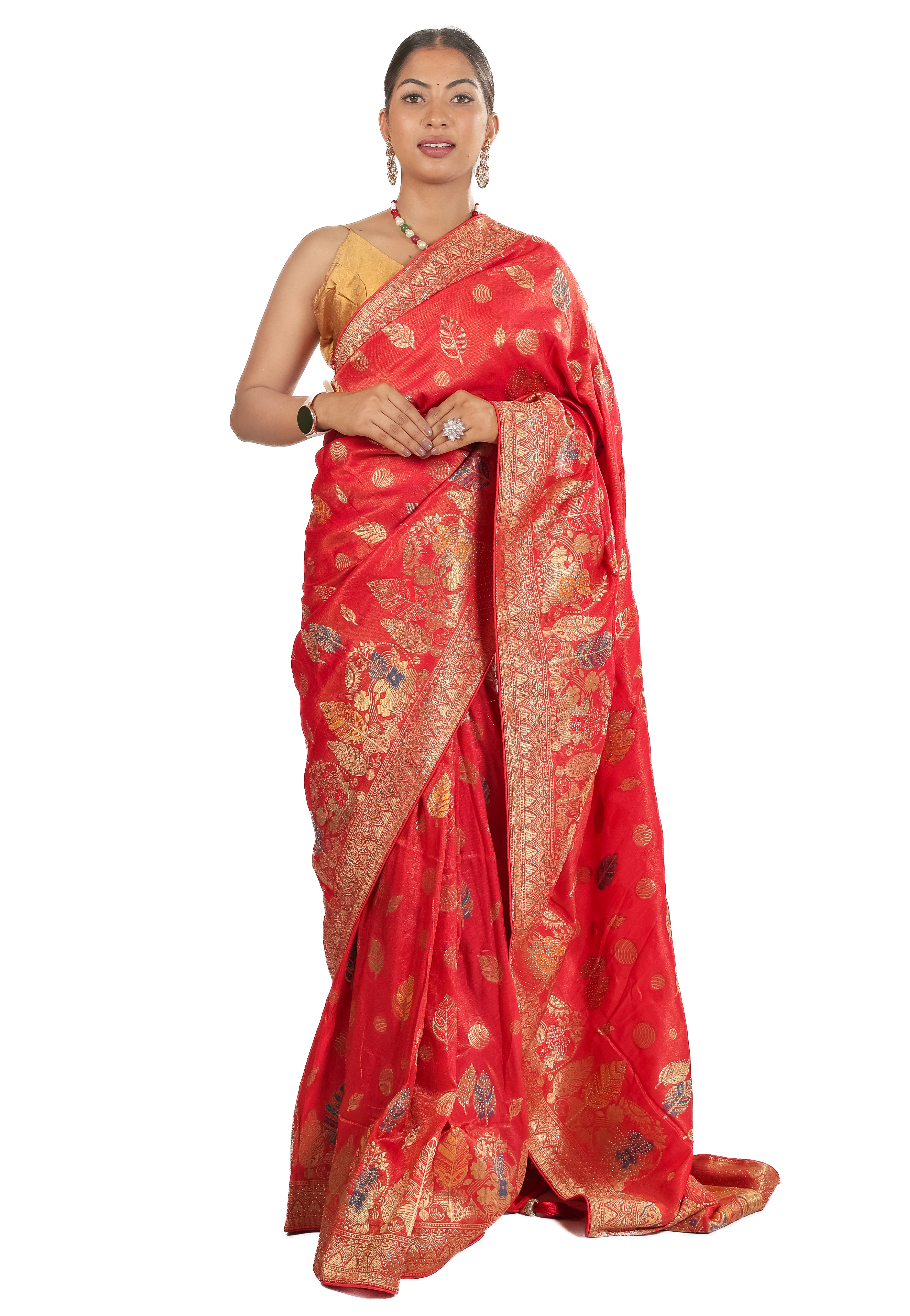 Red Banarasi Silk Saree with Blouse – Zari Woven Wedding & Festive Wear Saree